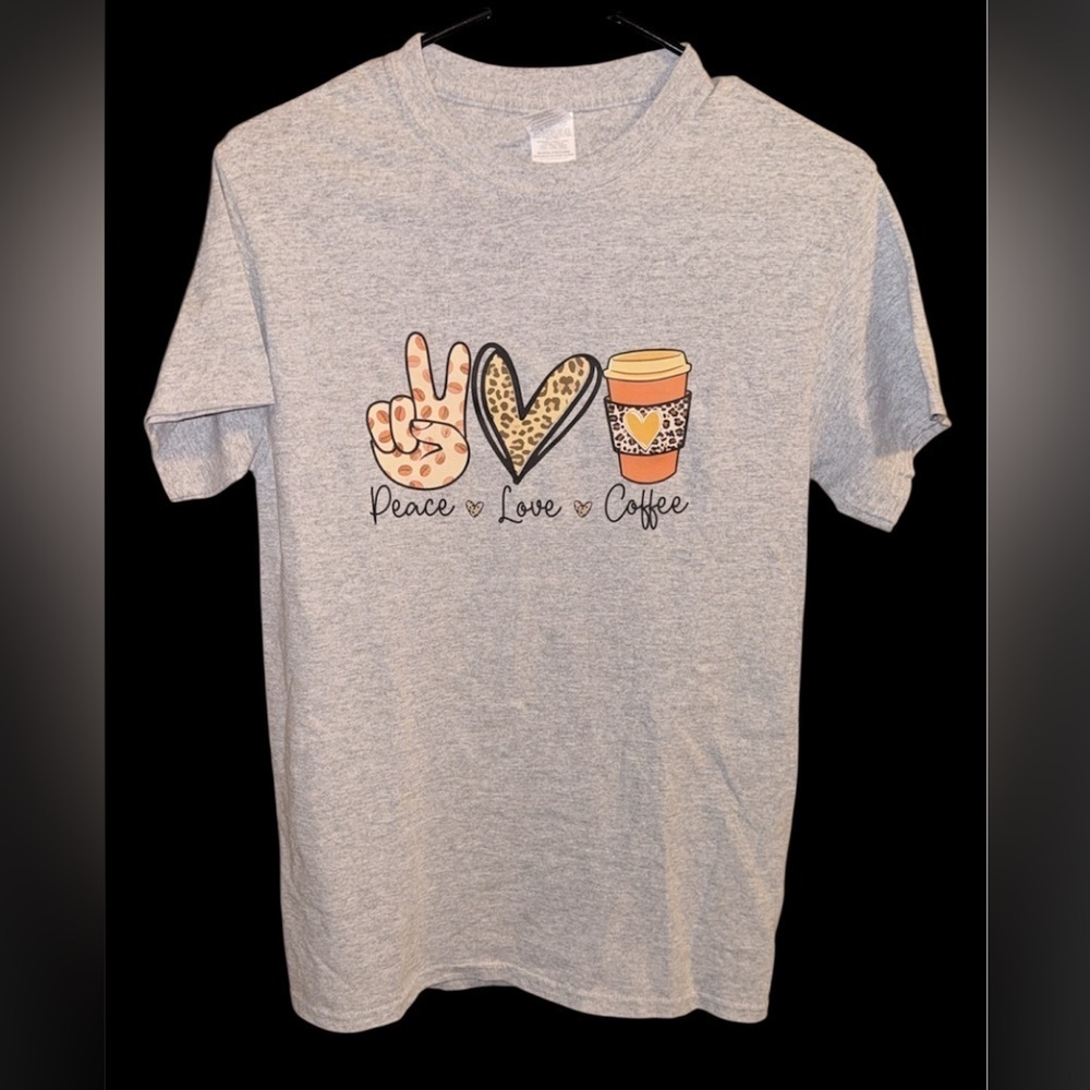 New- Gildan Heavy Cotton Custom Graphic “Peace Love Coffee ” - Picture 2 of 2